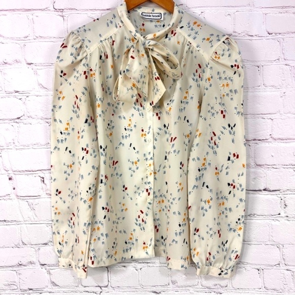 Vintage floral blouse top shirt long sleeve colorful button down size small